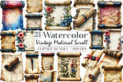 Vintage Medieval Scroll Clipart Set, an Illustration by Libby Wishes (Thumbnail 1 of 4)