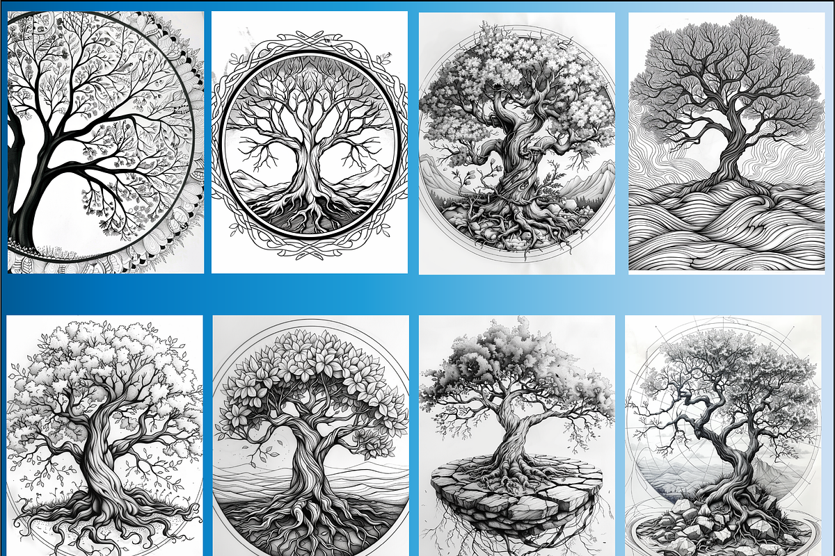 Tree Mandala Coloring Book for Adult, an Animal Illustration by Design Home (Photo 6 of 7)