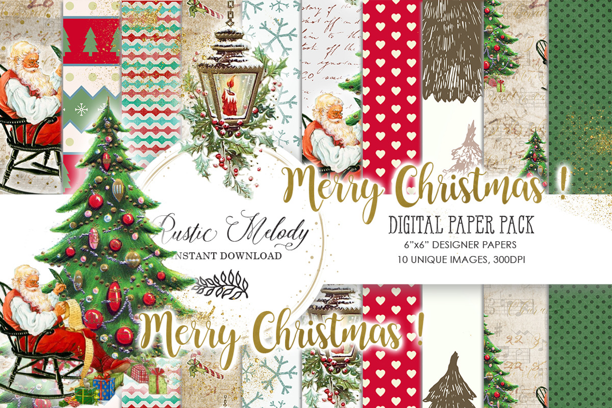 SANTA CLAUS DIGITAL PAPER PACK, a Pattern Graphic by rusticmelody