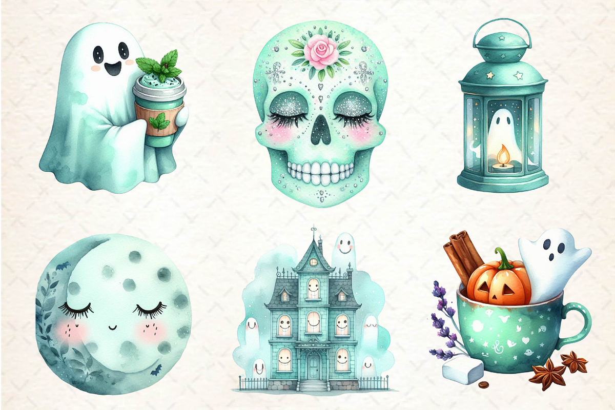 Pastel Mint Halloween Clipart, an Illustration by Dream Creation (Photo 5 of 7)