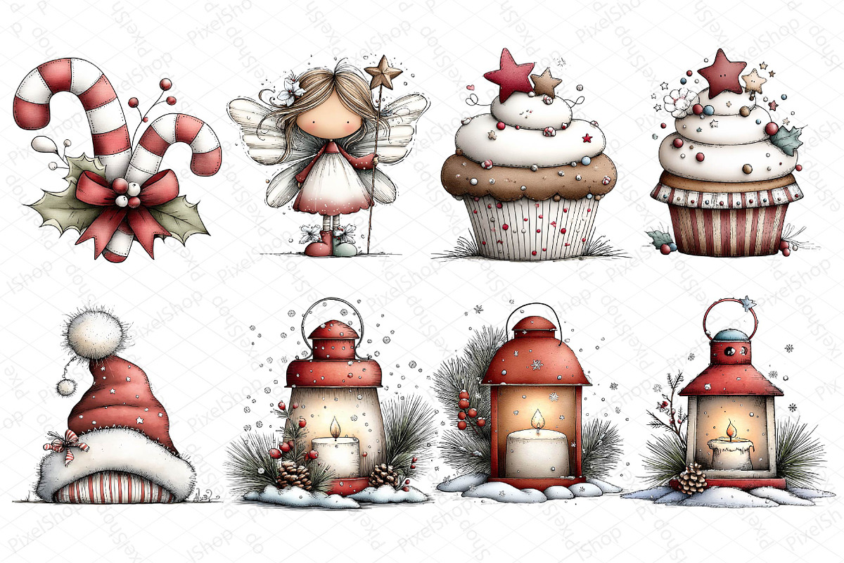 Whimsical Christmas Clipart Bundle, an Illustration by DreamPrint404 (Photo 5 of 6)