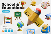 School & Education 3D Icons, an Object 3D Model by Azam Creative (Thumbnail 1 of 5)
