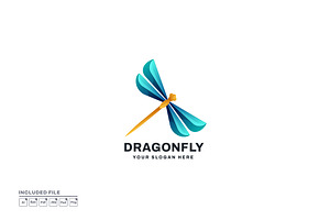 Dragonfly Logo Gradient Vector Icon