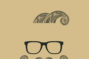 Hand Drawn Mustache Beard