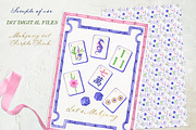 Mahjong Set PNG Watercolor DIY, a Graphic by LABFcreations (Thumbnail 3 of 6)