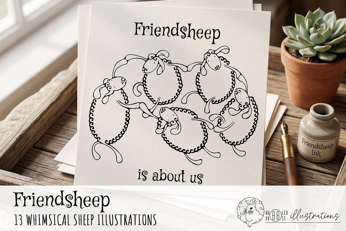 Friendsheep – Sheep Illustrations, an Object Graphic by bubbled-rabbit (Photo 1 of 5)
