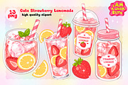 Cute Strawberry Lemonade Clipart, a Food Illustration by K.JackArtwork (Thumbnail 1 of 4)
