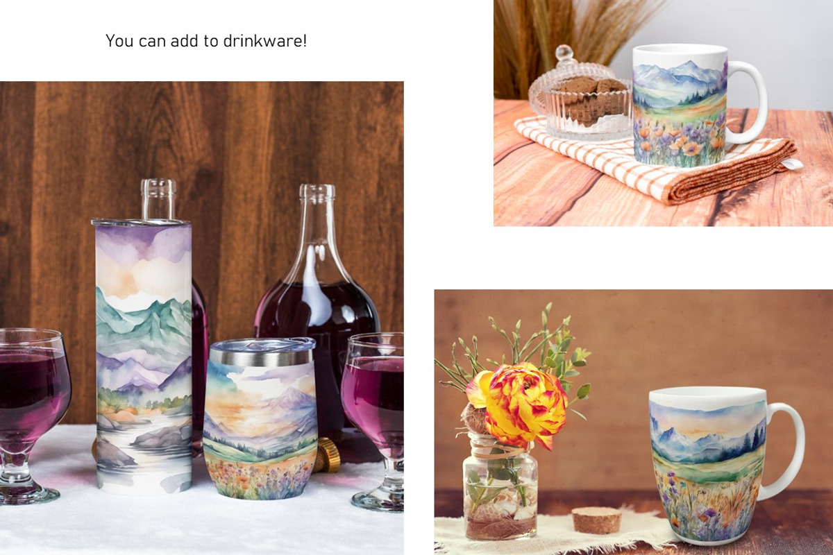 Watercolor Mountain Landscapes Set 5, a Decorative Illustration by Kat's Artful Creations (Photo 3 of 10)