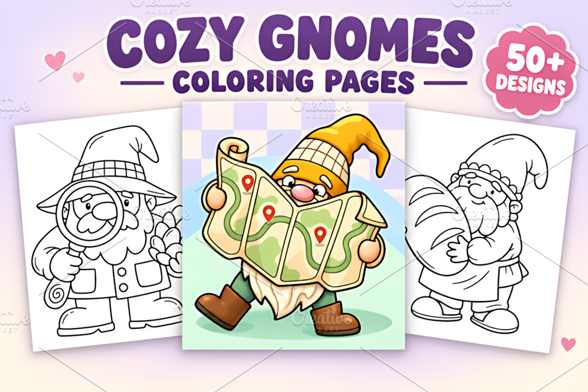 Snug Gnomes Coloring Pages Vol. 3, a Seasonal Illustration by Design Station (Photo 1 of 3)