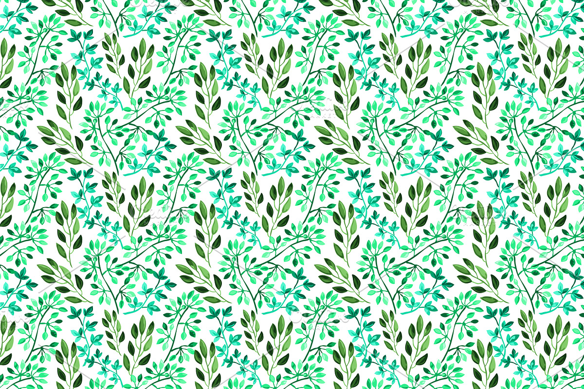 12 Green Leaves Seamless Patterns, a Pattern Graphic by Sunset&Sea Design (Photo 4 of 4)
