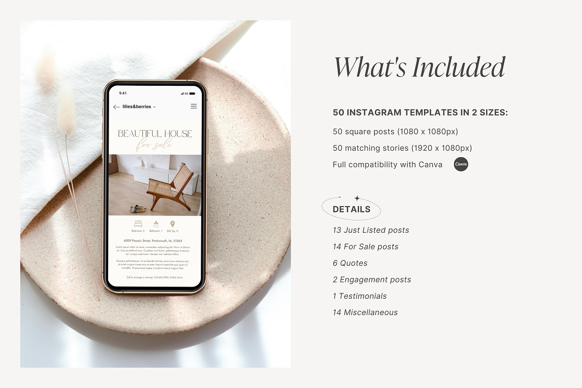 Real Estate Instagram Post Template, a Social Media Template by LiliesandBerries (Photo 3 of 22)