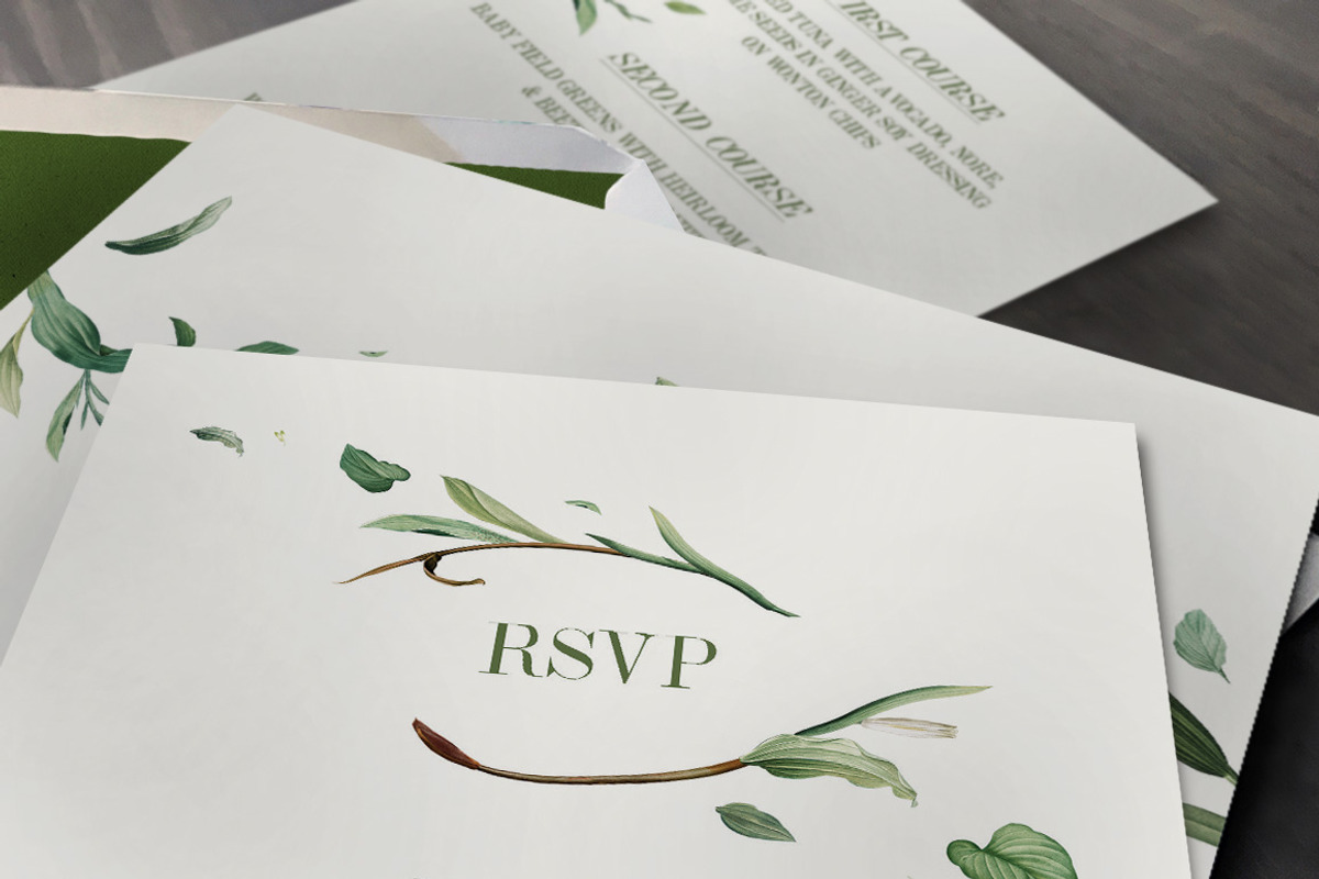 Green Foliage Wedding Suite, an Invitation Template by BlueRobinDesignShop (Photo 5 of 7)