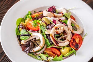 Mediterranean squid salad, a Food & Drink Photo by Alexander Prokopenko
