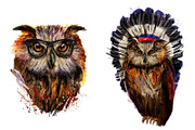 Set owls fineart .4 styles, an Animal Illustration by art_mouse (Thumbnail 3 of 5)