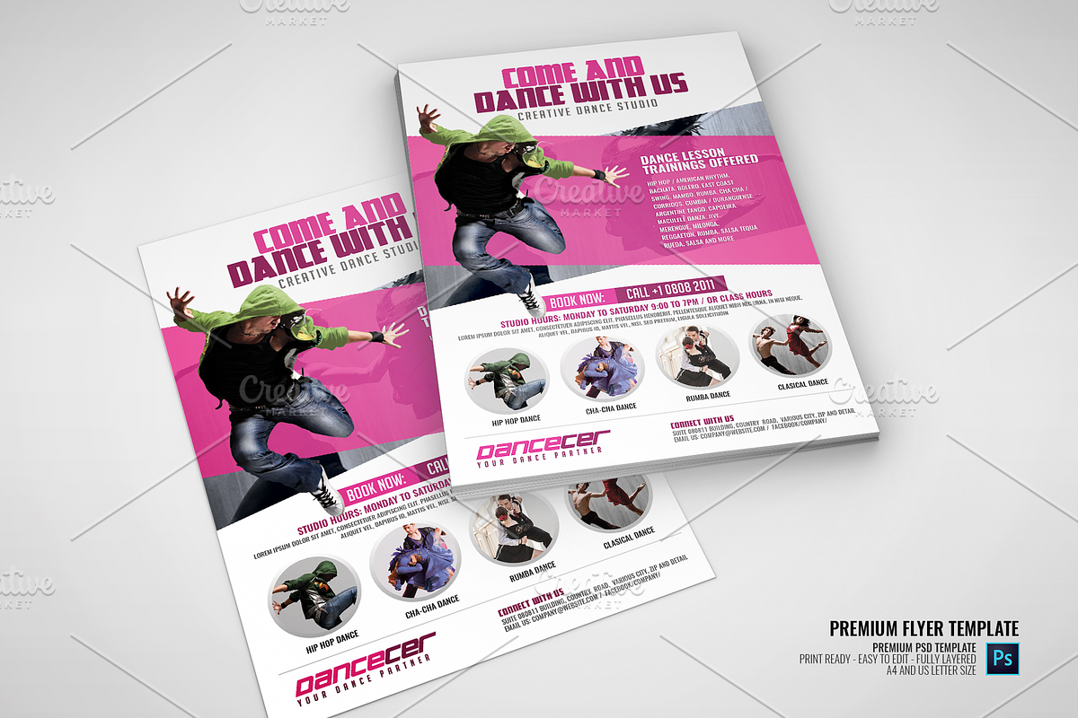 Dance Studio Promotion Flyer, a Flyer Template by PSDPixel