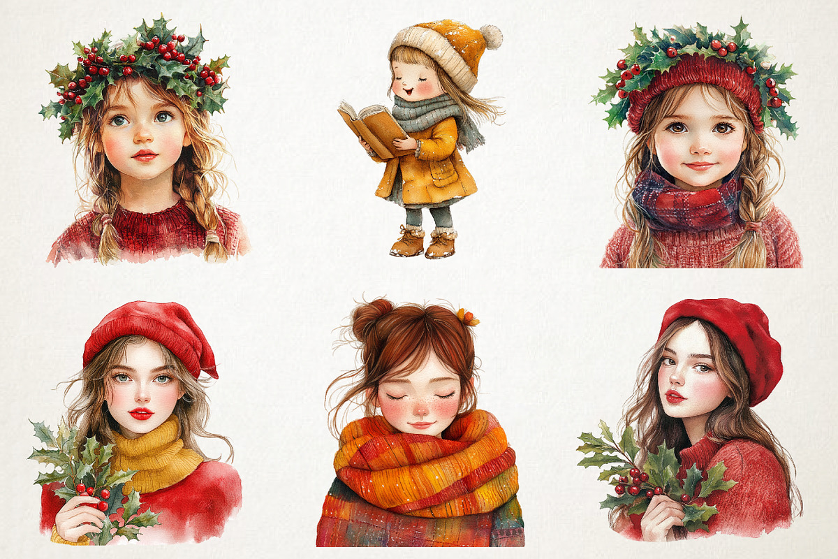 Christmas Cute Girls Sublimation Png, an Illustration by RobertsArt (Photo 6 of 7)