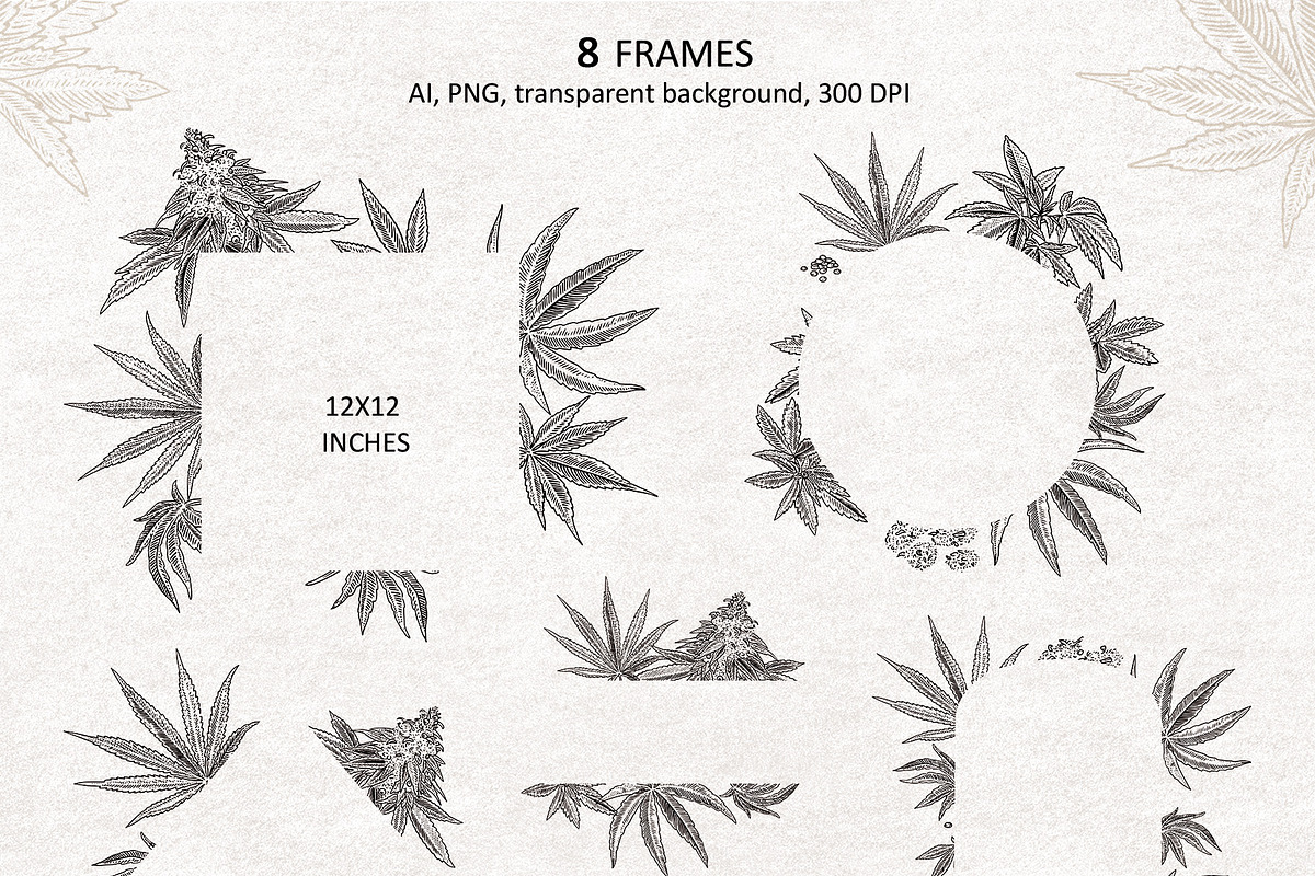 CANNABIS / MARIJUANA BUNDLE, a Decorative Illustration by Elena_Sedova (Photo 29 of 30)