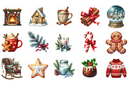 Watercolor Comfort Christmas Clipart, an Illustration by Designking (Thumbnail 2 of 5)