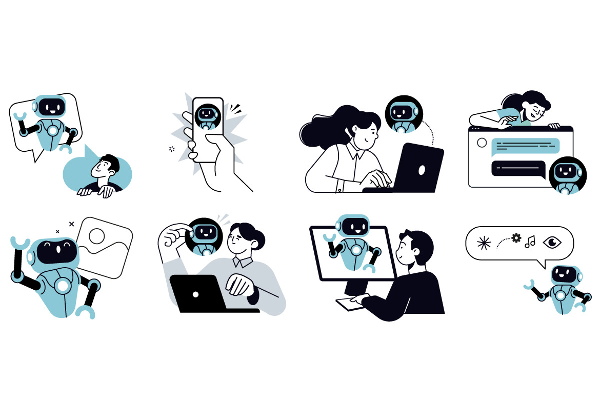 Chat with me vector illustrations, a Technology Illustration by PureSolution (Photo 5 of 6)
