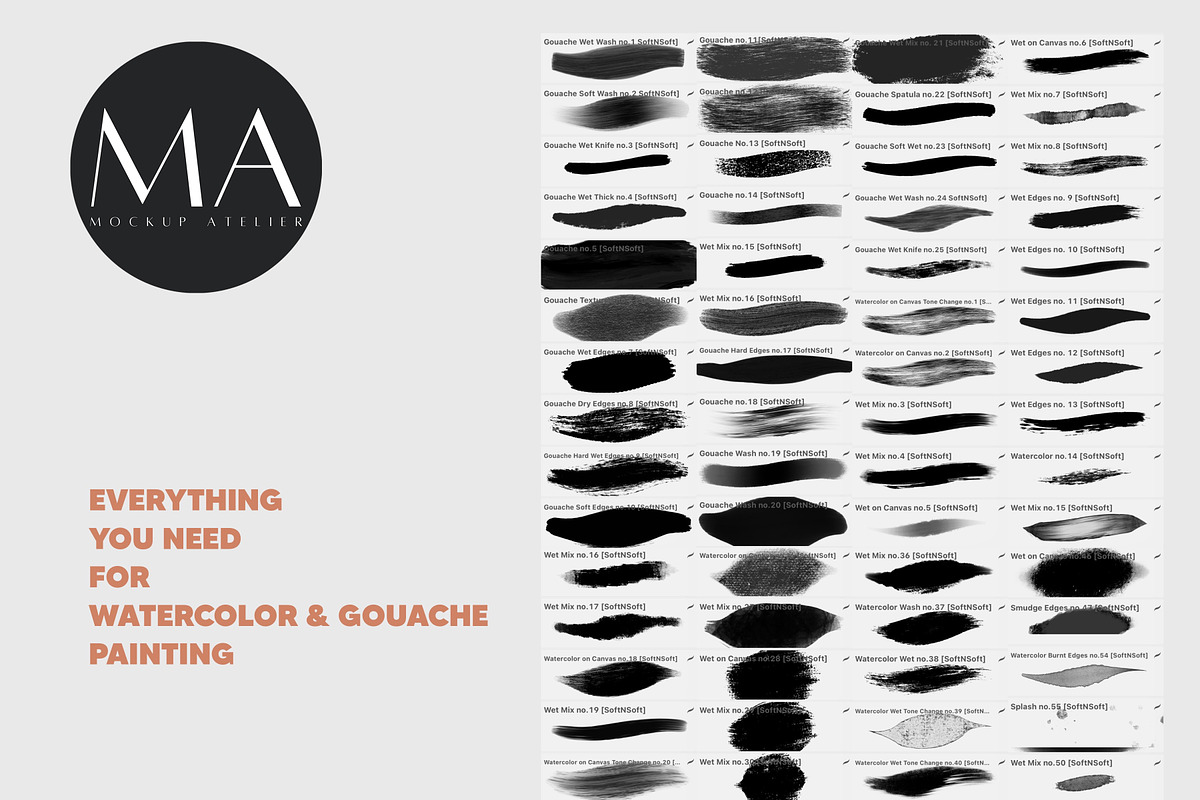 Procreate Watercolor&Gouache Brushes, a Brush Add-On by Mockup Art Atelier (Photo 10 of 10)