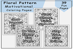 Motivational Quote Coloring Pages, a Print Template by Lamia Emad