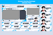 Blue theme anime guy stream overlay, a Design Template by Mhagi27 (Thumbnail 1 of 5)