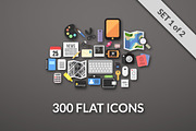 300 FLAT ICONS, an Icon by sidmaydesign (Thumbnail 1 of 5)