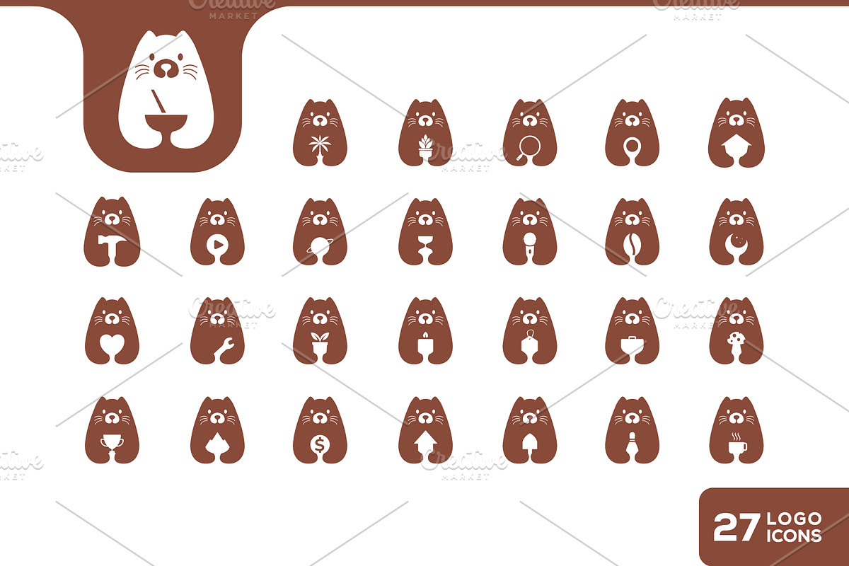 otter cute mascot flat modern icon, a Solid Icon by devastd