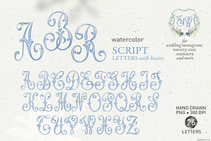 Script monogram blue letters