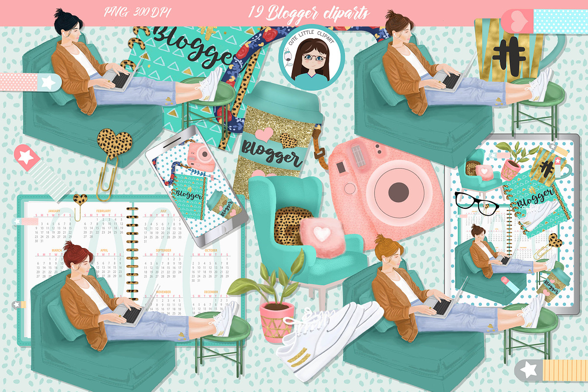 Blogger cliparts, an Object Illustration by Cute Little Workshop (Photo 1 of 3)
