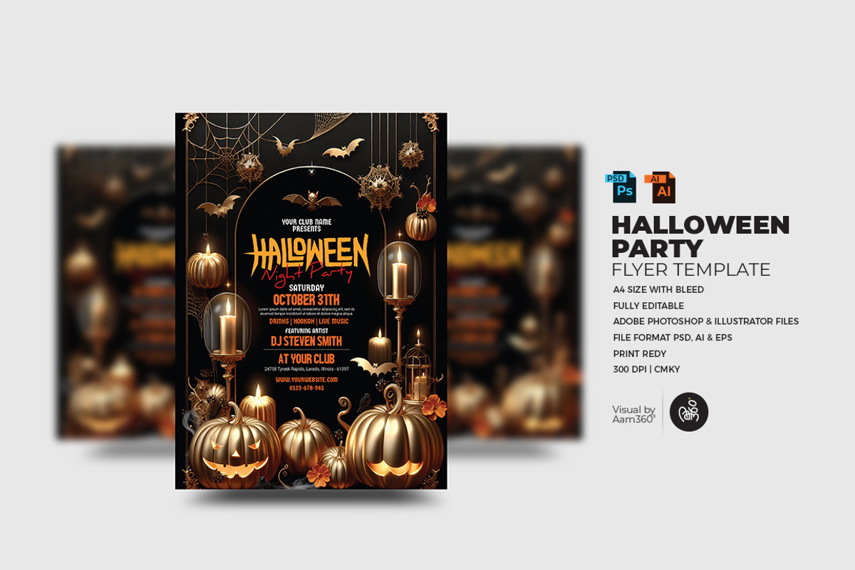 Halloween Party Flyer Template, a Flyer Template by Aam360 (Photo 1 of 3)