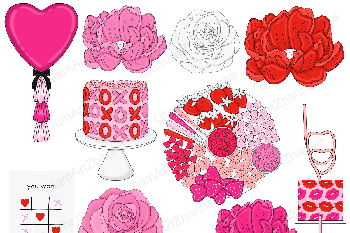 Be Mine Clipart, a Seasonal Illustration by GlamArtZhanna (Photo 5 of 5)