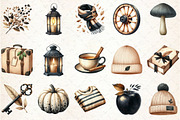 Watercolor Beige & Black Autumn Clip, an Illustration by Rose Art (Thumbnail 2 of 7)