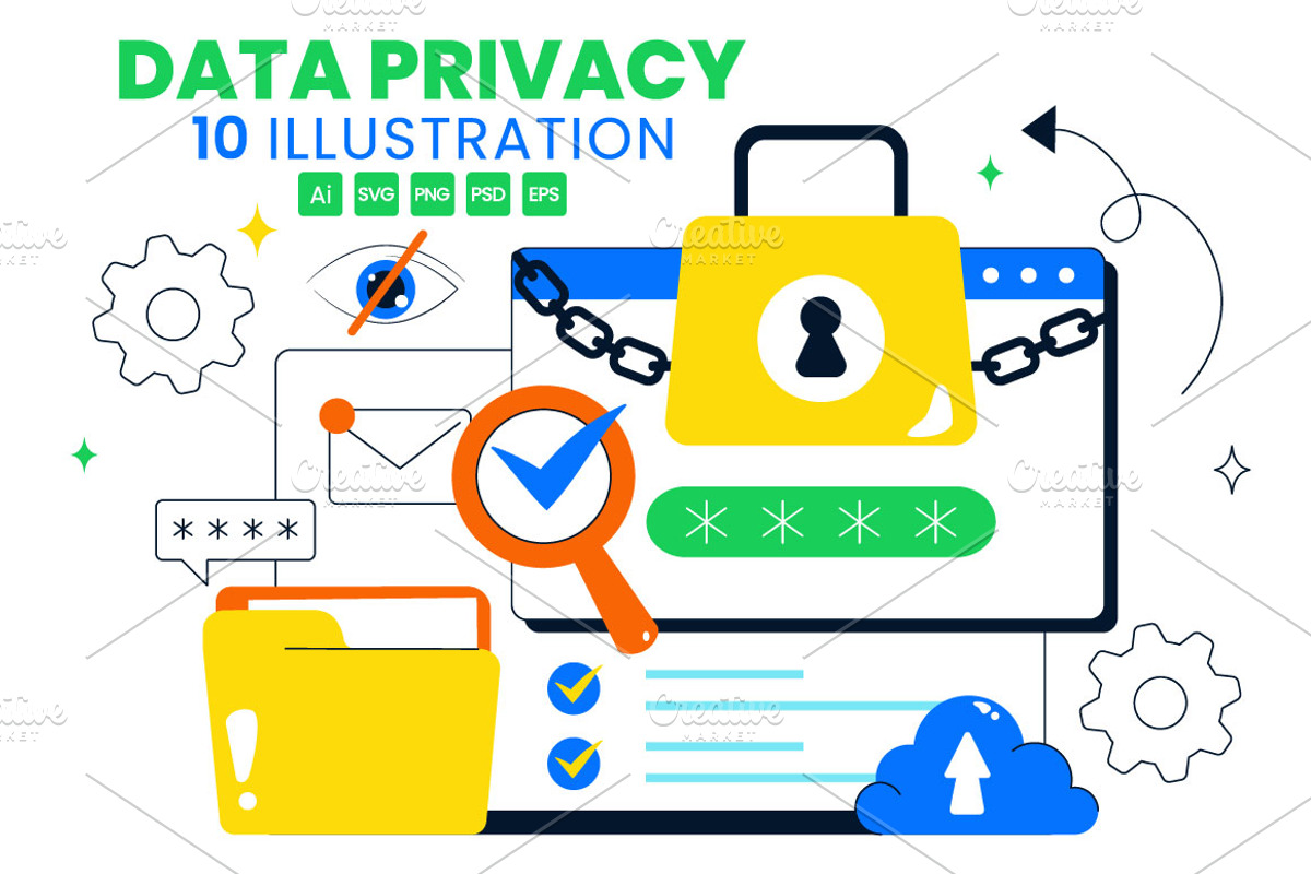 10 Data Privacy Vector Illustration, a Person Illustration by denayunebgt (Photo 1 of 4)