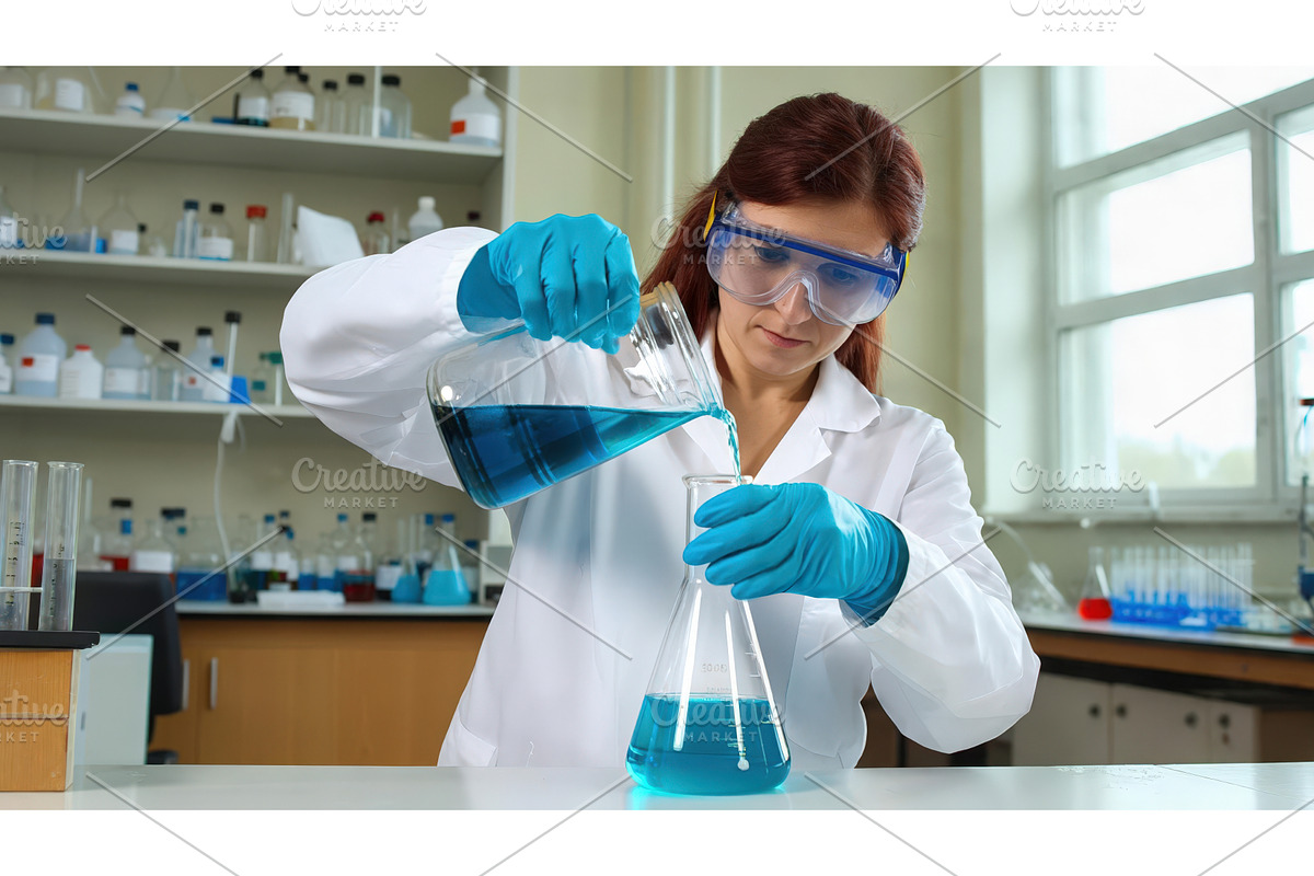 Female scientist in laboratory, an Illustration by tilialucida