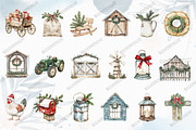 Vintage Christmas Farm Clipart, an Illustration by designcity5 (Thumbnail 2 of 5)