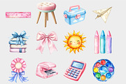 Watercolor School Supplies Clipart, a Seasonal Illustration by Design Market (Thumbnail 5 of 5)