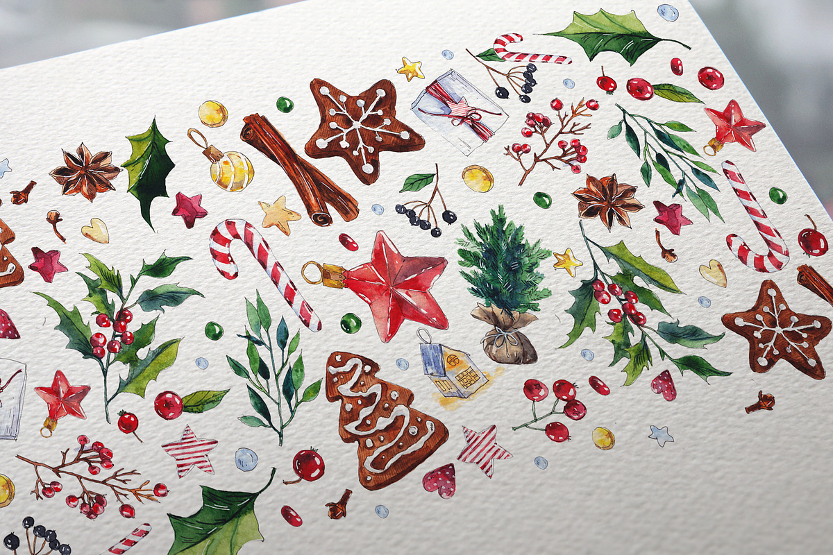 Watercolor  Christmas collection, an Illustration by martynmarin (Photo 7 of 7)