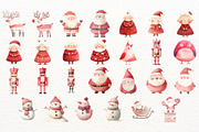 Pink Christmas Watercolor Clipart, a Seasonal Illustration by SugarCloudStudioArt (Thumbnail 3 of 5)