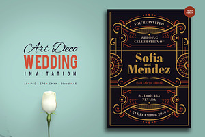 Art Deco Wedding Invitation 6, an Invitation Template by naulicreative