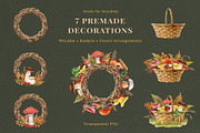 Fall Mushrooms Watercolor Clipart, a Seasonal Illustration by AnitaPol (Thumbnail 9 of 20)