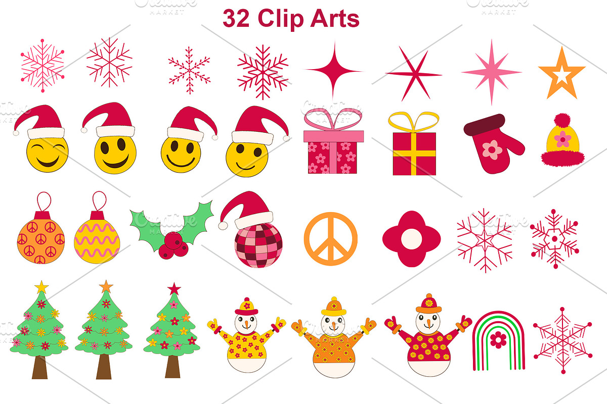 Groovy Christmas Patterns & Cliparts, a Pattern Graphic by Yasmine Patterns (Photo 3 of 8)