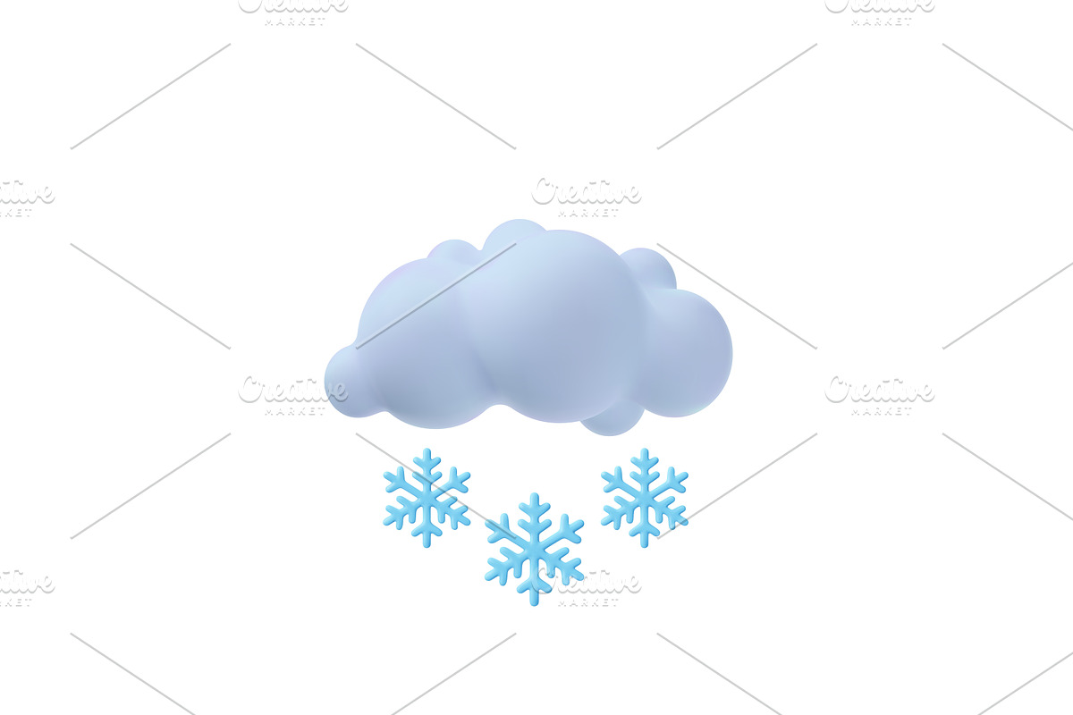 3D cartoon snow cloud with falling, an Illustration by ModVector