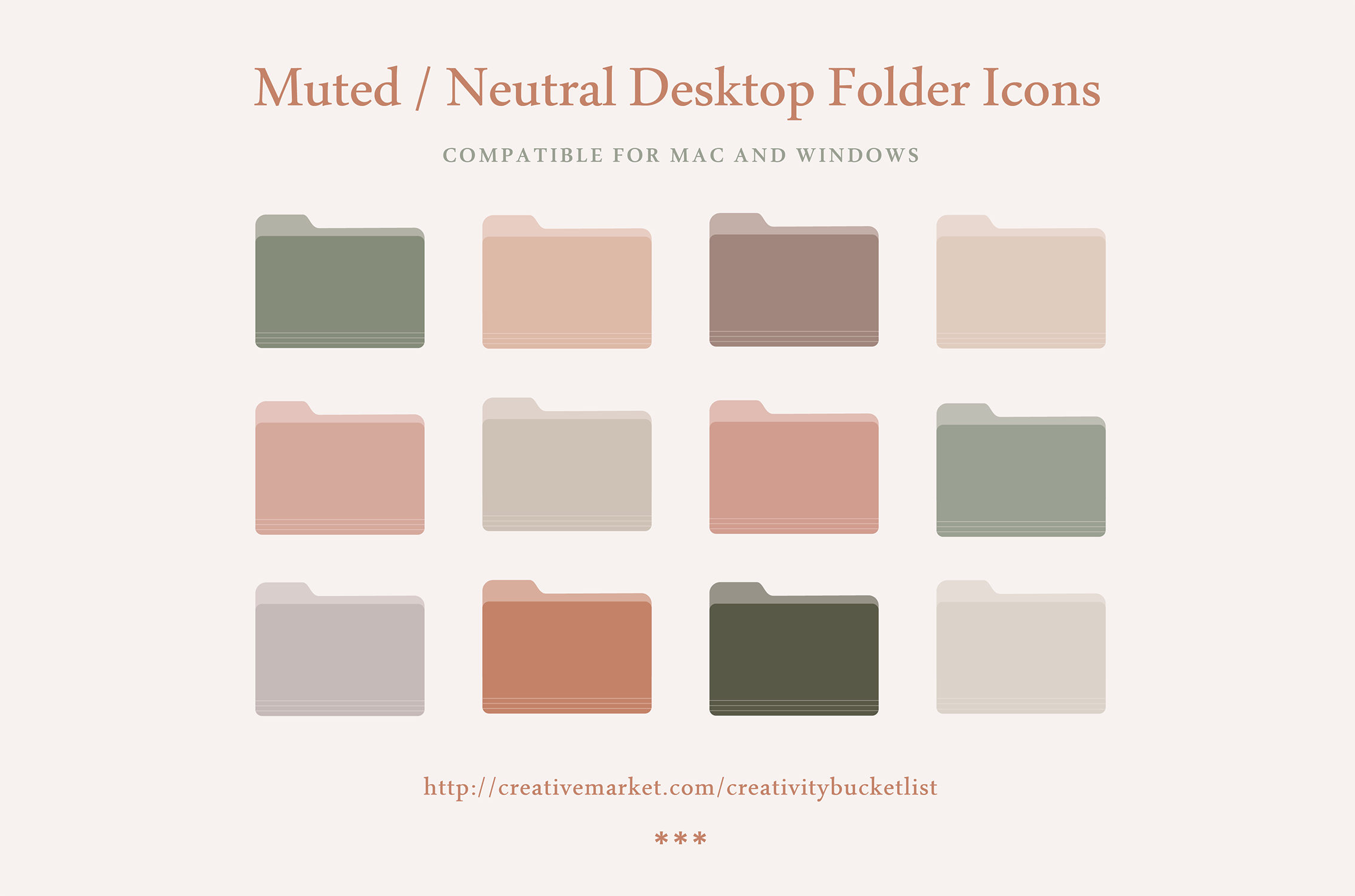 Muted / Neutral Desktop Folder Icons