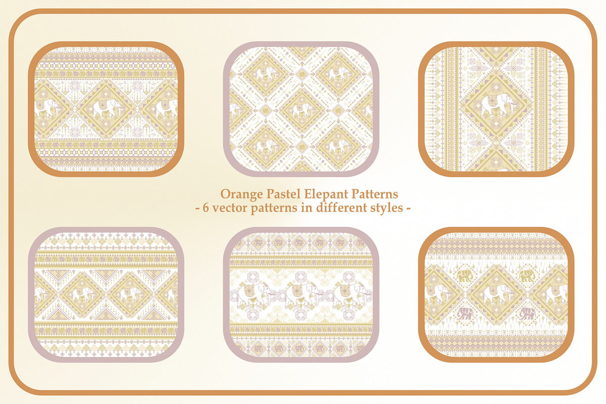Orange Pastel Elephant Patterns