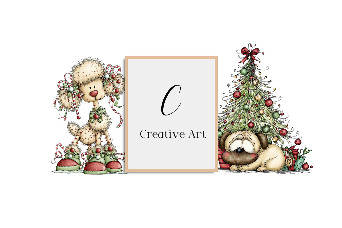 Whimsical Christmas Fluffy Dogs PNG, an Illustration by Creative Art (Photo 8 of 11)