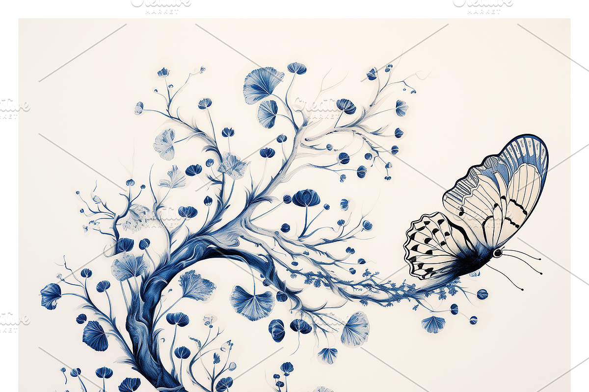 Deca Co - Blue Ink Botanical Shapes, a Texture Illustration by milatovar (Photo 20 of 25)