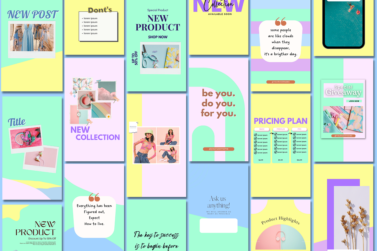 50 Instagram Story Templates Pastel, a Social Media Template by Daily Creative (Photo 4 of 5)