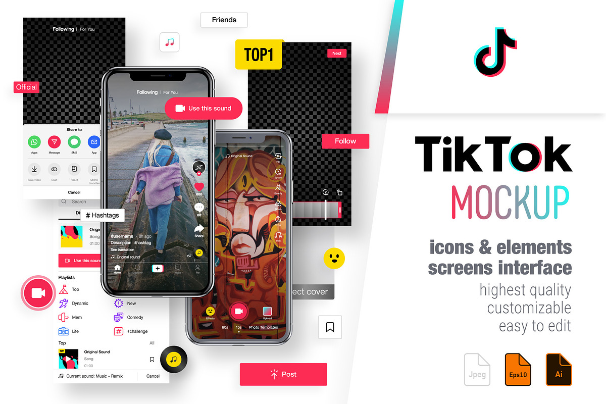 Tik Tok Mockup, a Social Media Template by karnofff (Photo 1 of 8)