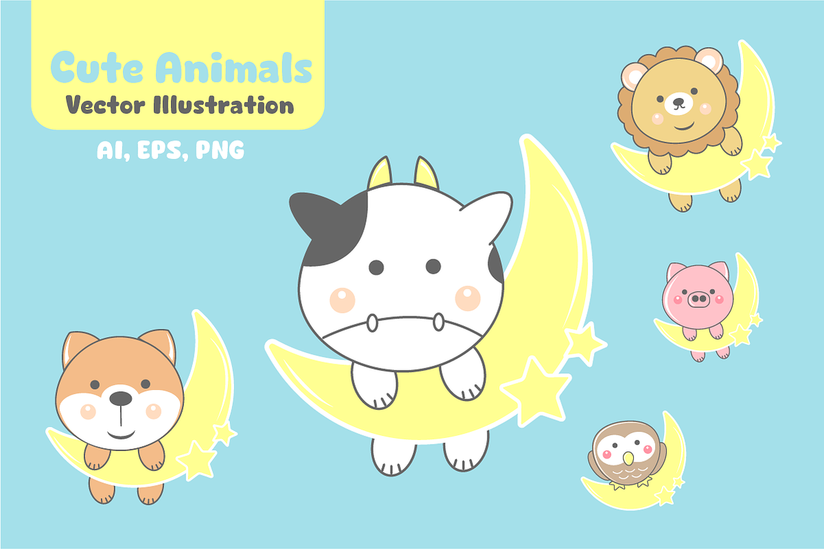 Cute Animals vector illustration, an Object Graphic by VL Shop (Photo 2 of 3)